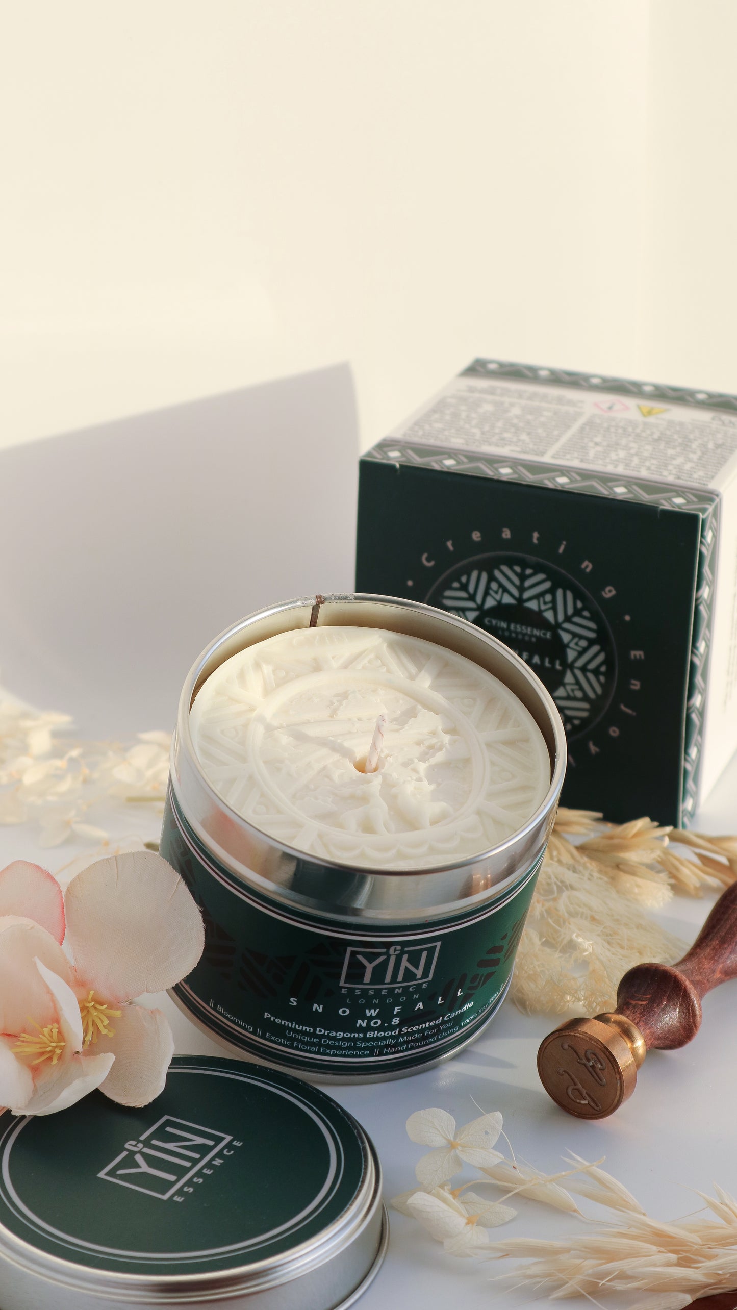 Premium dragon's blood scented soy wax candles with a 3D design.